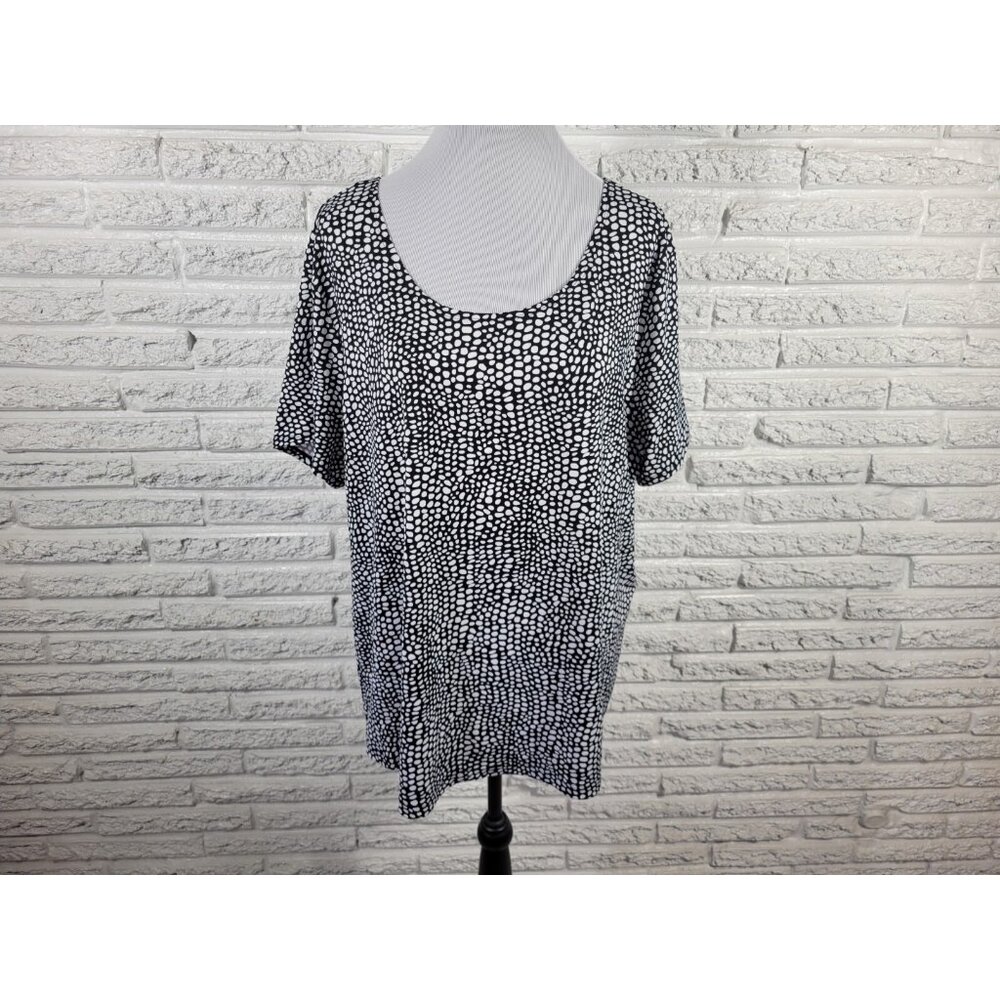 Notations Womens Top 3X Plus Tee Black Animal Print Poly Blend ANI50E